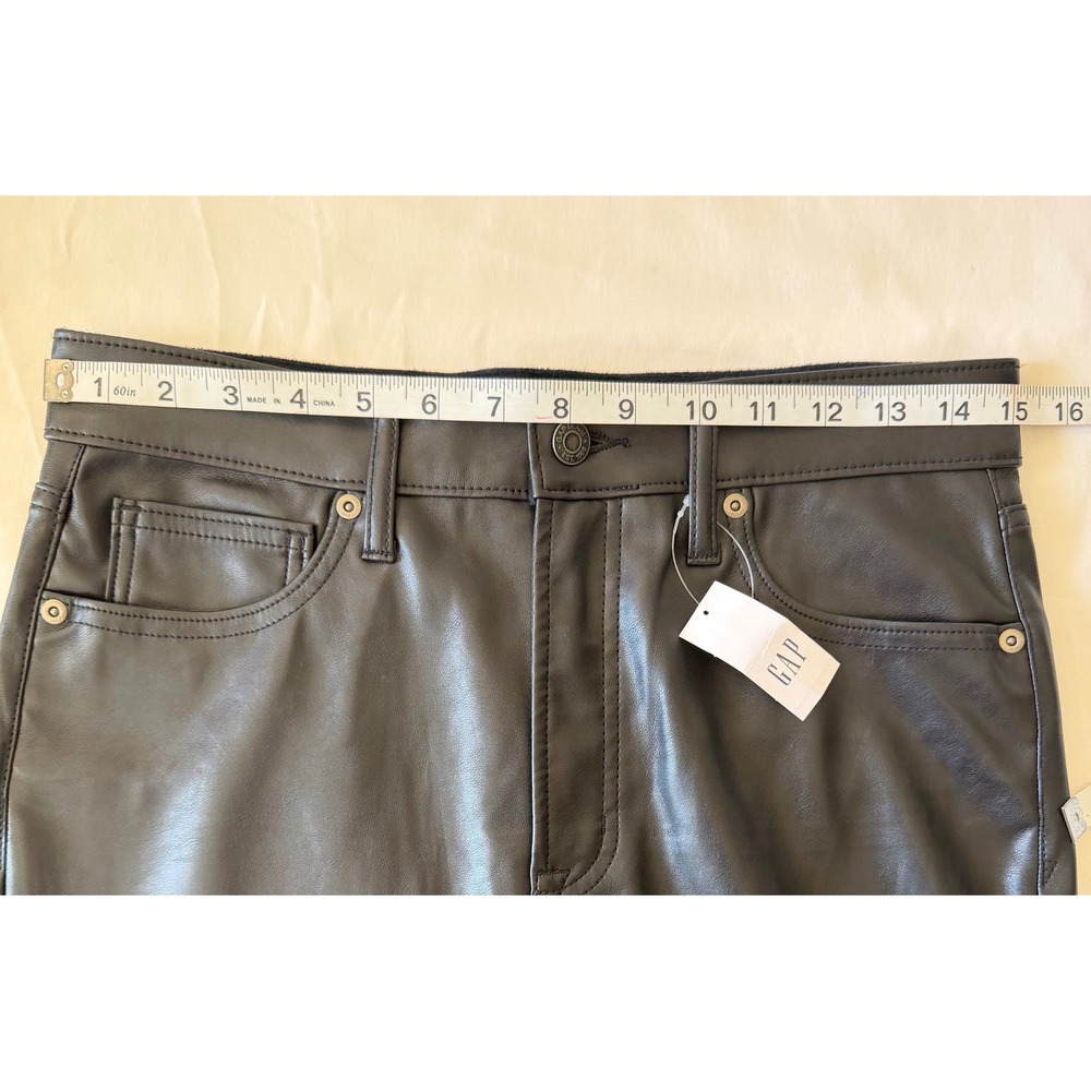 Gap Vintage Slim High Rise Faux Leather Pants Black Vegan 29/8R 406629-00-1 NEW - Picture 6 of 9